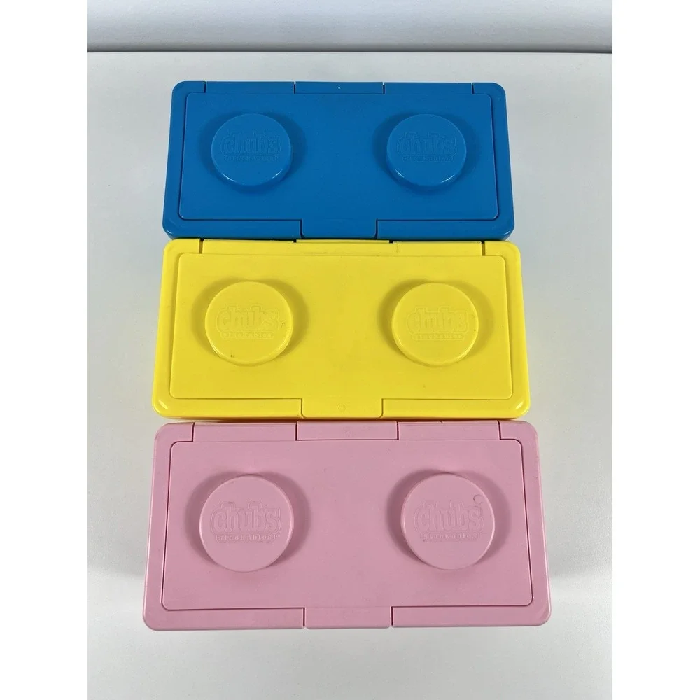 Vtg Chubs Stackables 3 Building Blocks Canister Baby Wipe Containers (Empty)